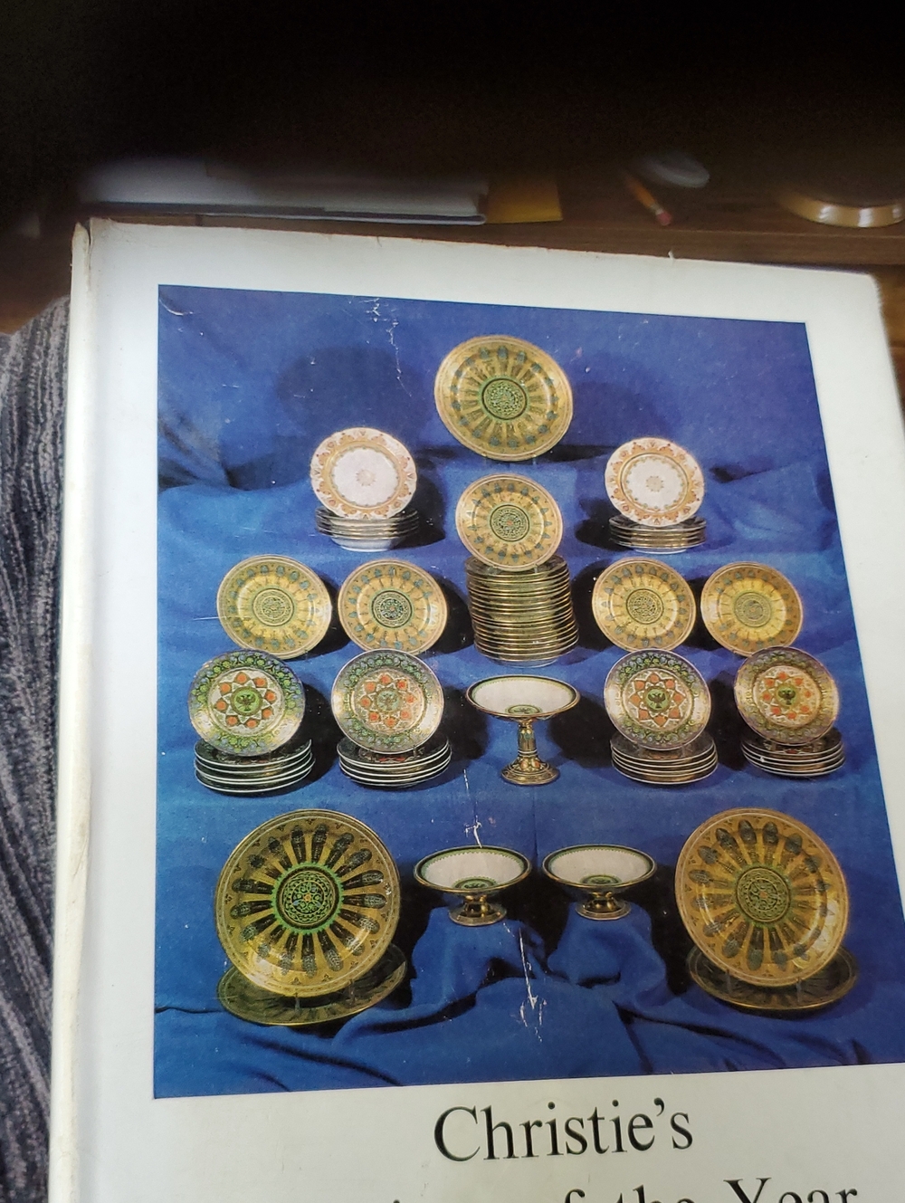 Vintage Decorative Plate and Compote Set - Green and Gold Pattern